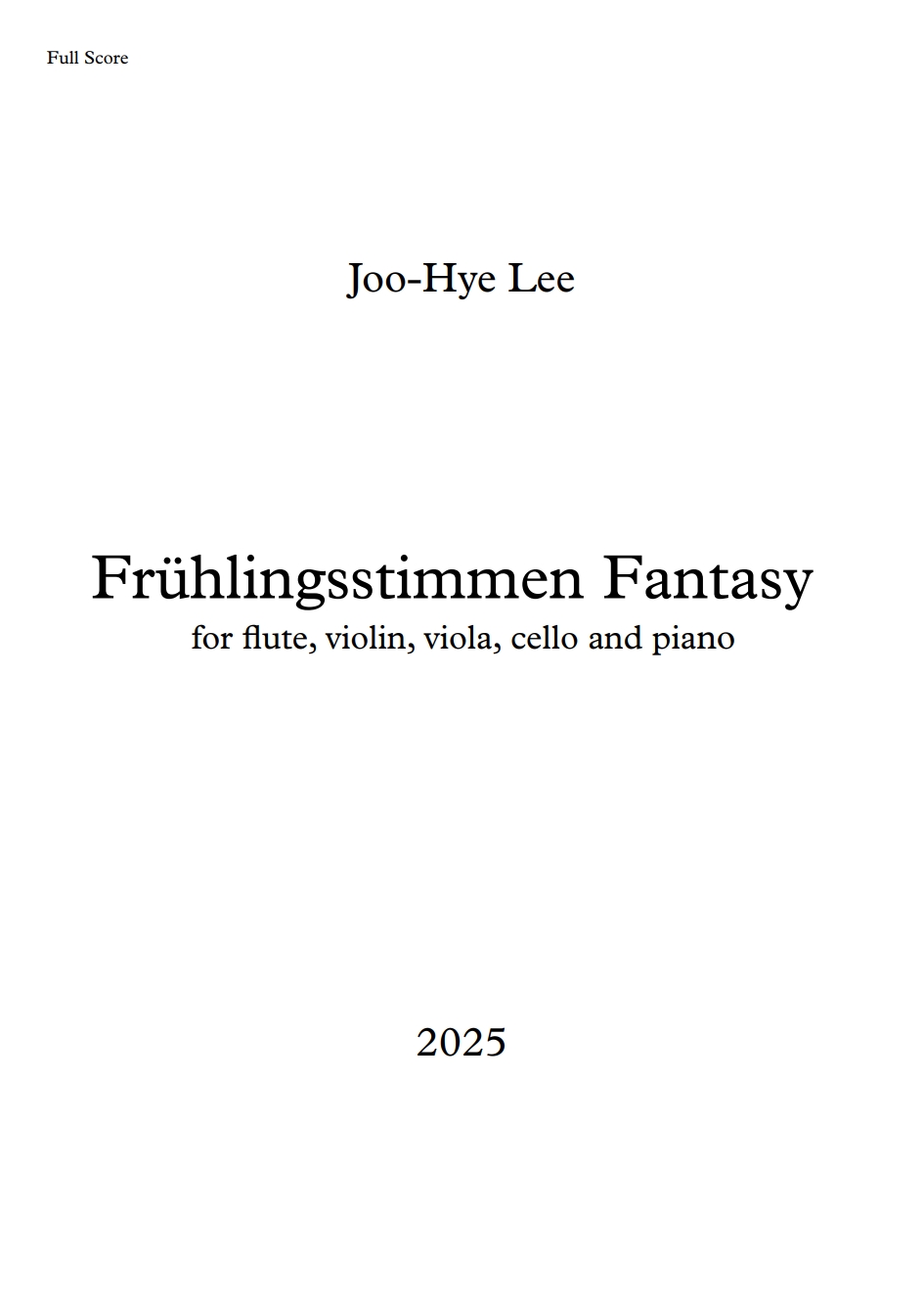 Frühlingsstimmen Fantasy (봄의소리 판타지)_이주혜 편작곡